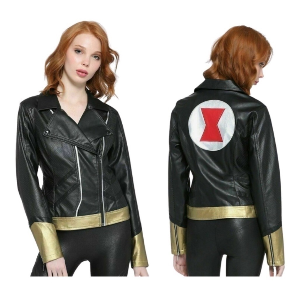 Her Universe Marvel Black Widow Black Faux Leather Cosplay Jacket Size 4 / 4X